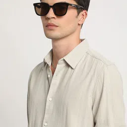 the bear house Men Slim Fit Self Design Spread Collar Casual Shirt-picture-12