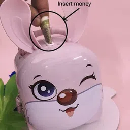 crafty cuddle Bunny Metal Piggy Bank with Lock & Key for Kids/ Money Bank for Kids / Coin Bank image 3
