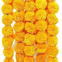well art gallery Artificial Marigold ladi Garland for Home, Office, Wedding Decoration (Yellow,5) Yellow Marigold Artificial Flower image 3
