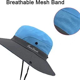 AlexVyan Ponytail Wide Brim Round Mesh Hat Sun Visor Cap UV Protection Summer Breathable image 4