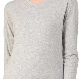 ap'pulse Pack of 2 Women Solid V Neck Cotton Blend Grey T-Shirt image 2