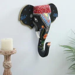 ons interior industry Black Elephant Sclupture Mango Wood Wall Mask-picture-27