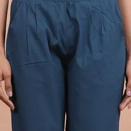 alkacreation Women Regular Fit Blue Cotton Blend Trousers image 5