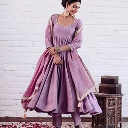 zeelfashion Embroidered Art Silk Stitched Flared/A-line Gown image 2