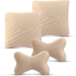 mockhe Beige Velvet Car Pillow Cushion for Skoda image 5