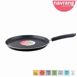 navrang NONSTICK SPATTER DOSA TAWA/DOSA TAVA 280MM, NON INDUCTION, BLACK & WHITE COLOUR Tawa 27.5 cm diameter image 2