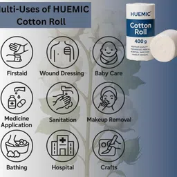 huemic Pure Absorbent Cotton Roll for Baby Care | Cosmetic & Skincare BH Gauze Medical Dressing image 2