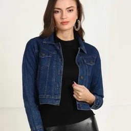 unique creation Women Solid Denim Jacket image 1