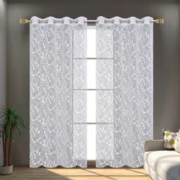 arick home 182 cm (6 ft) Net Semi Transparent Shower Curtain (Pack Of 2) image 2