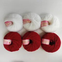 vardhman knitting yarn VARDHAN BABY SOFT YARN - 3 BALL RED AND 3 BALL WHITE-picture-13