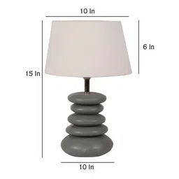 White Iron & Cloth Shade Tablel Lamp With Grey Base By Sapphire image 4