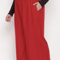 vizcon hub Women Loose Fit Red Viscose Rayon Trousers image 3
