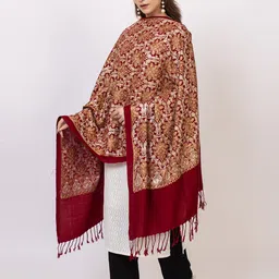 vasaba Striped Acrylic Women Maroon Stole image 3