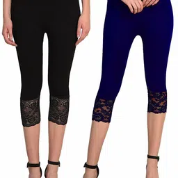 GulGuli Lace2Combo Women Black, Dark Blue Capri-image-2