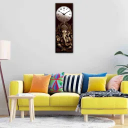 olive tree Shrre Ganesha 8 Inches Stylish Wooden Clock image 1
