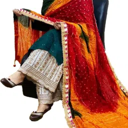 pk hub Art Silk Embellished Multicolor Women Dupatta-picture-17