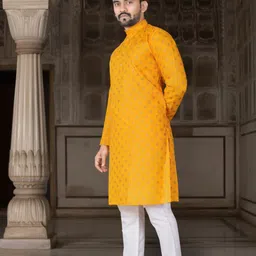 dhasu trendz Men Printed Cotton Blend Straight Kurta image 3
