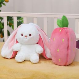 bitsu bobsu Reversible Bunny Plush Toy - Trendy Rabbit in a Strawberry Soft Toy- 34 cm-picture-23