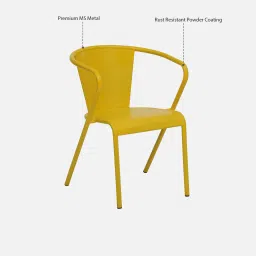 bohemiana from pepperfry Schuller Metal Foldable Outdoor Coffee Table Set In Yellow Finish With 2 Stackable Chairs image 5