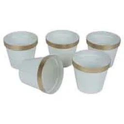 amaya decors White & Gold Pot Planter Set of 5 image 4