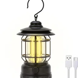 dhvyant mart Camping Waterproof Lights For Hiking Road Trips With Long Life Black Plastic Hanging Lantern-picture-27