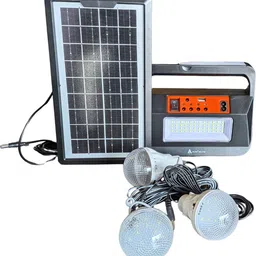 smuf AK-1750 Portable Solar Inverter + 3 Bulb + Solar Plate + Mobile Charging Cable 10 hrs Flood Lamp Emergency Light image 3