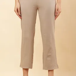 ikfashion Women Regular Fit Beige Cotton Blend Trousers-picture-11