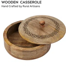 vareesha Hand-made Mago Wood Chapti Box with Carved Lid image 3