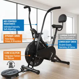 gymnazio dynamiz Air Bike/Exercise Bike for Home | Gym Cycle for Workout | Non-Slip Pedals Dual-Action Stationary Exercise Bike image 3