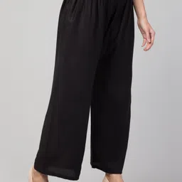 fambee Women Relaxed Black Viscose Rayon Trousers image 5