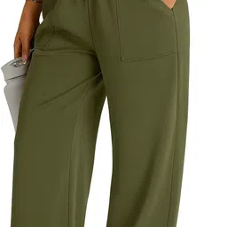 q-rious Women Solid Olive Track Pants image 5
