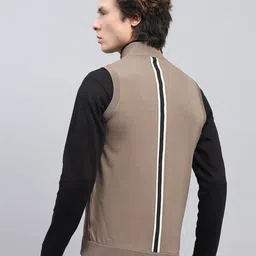 monte carlo Men Self Design High Neck Brown Sweater image 2