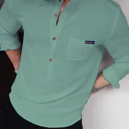 combraided Men Solid Cotton Blend Straight Kurta image 4