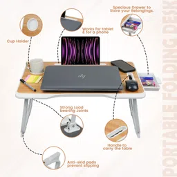 shree hari quality first Portable & Foldable Study Table for Kids | Work from Home Table | Sturdy Design Wood Portable Laptop Table image 4