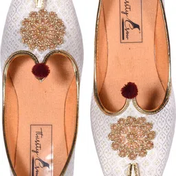 thirsty crow Wedding Silver Maroon Petchwork Sherwani Juti , Mojaris Mojaris For Men image 3