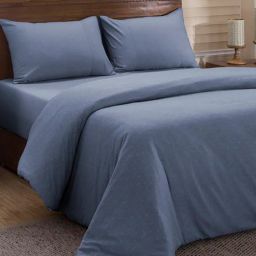 maspar Blue Solid Cotton Double Bed Duvet Cover With 2 Pillow Covers-picture-0