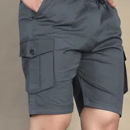 maa fashion Solid Men Reversible Grey Cargo Shorts-picture-18
