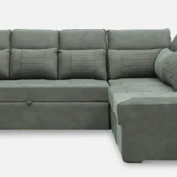 casacraft from pepperfry Adonia LHS Fabric Pull-Out Sofa Cum Bed in Textured Grey Colour image 1
