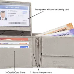 urban forest Men Grey, Red Genuine Leather Wallet image 4