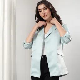 kotty Women Solid Mandarin Casual Blazer image 5