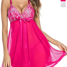 PIBU Pack Of 2 Self Design Net Baby Doll image 1