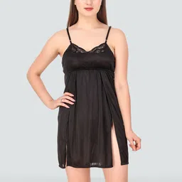 Romaisa Black Satin Baby Doll-picture-12