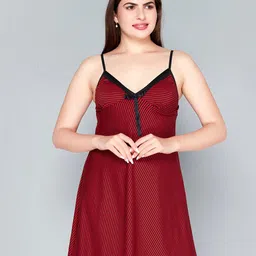 Lady Love Striped Lace & Bow Detail Baby Doll-image-0