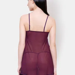 Ms.Lingies Shoulder Straps Self Design Net Baby Doll image 4