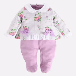 BABY GO Girls Mauve Designer Printed Cotton Rompers-picture-16