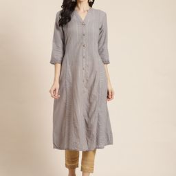 Juniper Ethnic Motifs Printed Cotton Dobby A-Line Kurta-picture-3