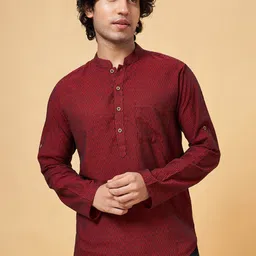 indus route by Pantaloons Men Embroidered Thread Work Dobby Kurta image 1