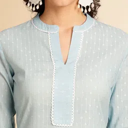 Anouk Striped Woven Design Cotton Regular Straight Kurta image 2