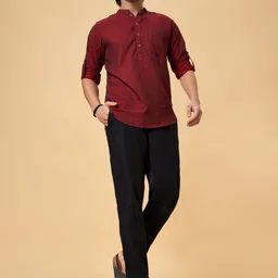 indus route by Pantaloons Men Embroidered Thread Work Dobby Kurta image 5