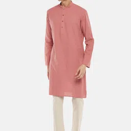 indus route by Pantaloons Men Rose Checked Dobby Kurta image 4